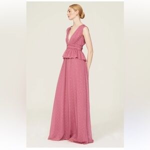LDT Pink Chiffon Peplum Gown Size 6